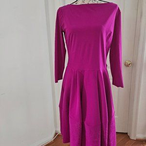 Chiara Boni La Petite Robe Pink Cocktail Dress | Fit & Flare V-Neck 3/4 Sleeve